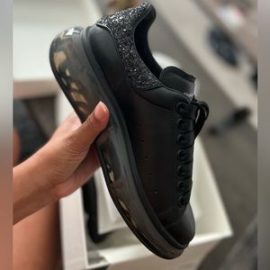 Alexander McQueen Oversized Black Leather with Glitter logo